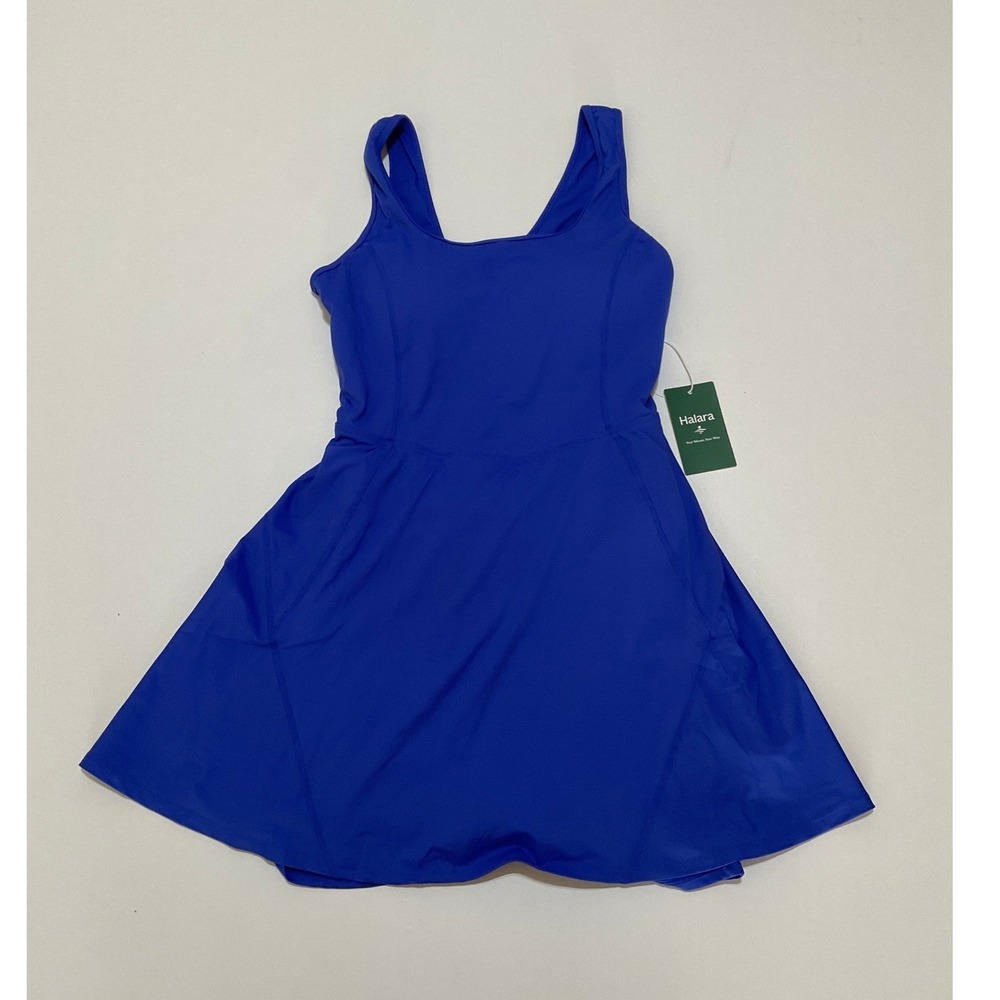 Halara Womens SoftlyZero Airy Active Dress Royal Blue Crisscross Back Medium